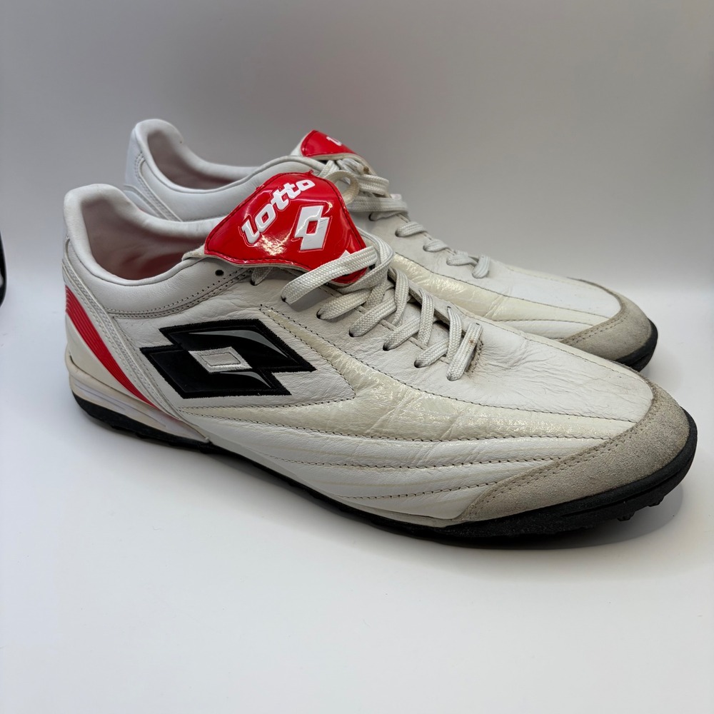 Lotto Mens Soccer Cleats Turf Shoes White Red Black K3802 Size 12 ST 0408